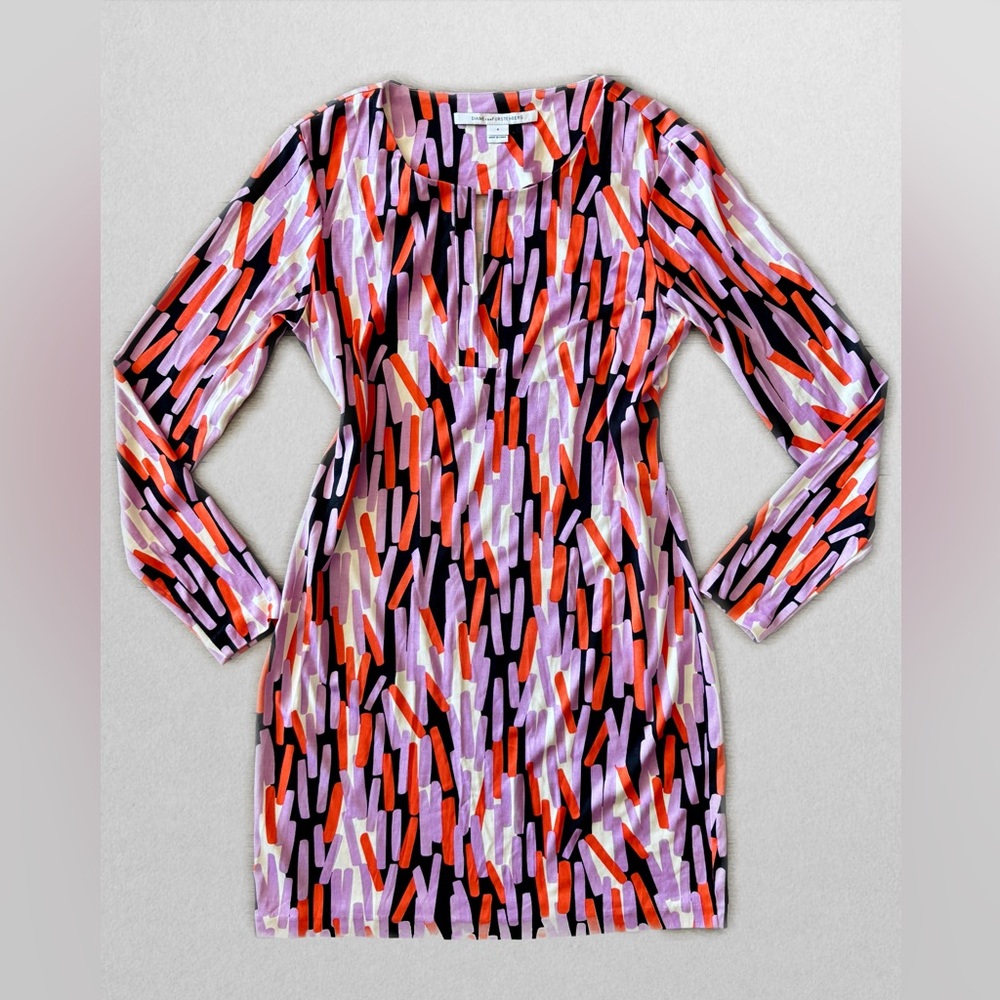 DVF Diane von Furstenberg Silk Dress ‘Reina’ Bold Abstract Print | Size 4
